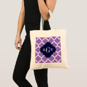 Amethyst Wit Marokkaans #5 Marine 3 Initiele Monog Tote Bag (Voorkant (product))