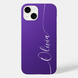 Amethyst Witte Elegante Calligrafie Schrift Naam Case-Mate iPhone 14 Hoesje