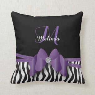 Amethyst Zebra gestreept Gepersonaliseerd Kussen