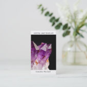 Améthyste brut - Carte de visite de cristaux de gu (Debout devant)