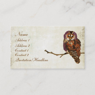 Améthyste et carte de visite de hibou/étiquettes