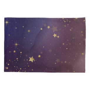 Amethyste kleur met mousserende gouden sterren kussensloop