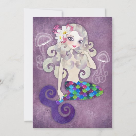 Amethyste Mermaid Invitation Kaart (Voorkant)