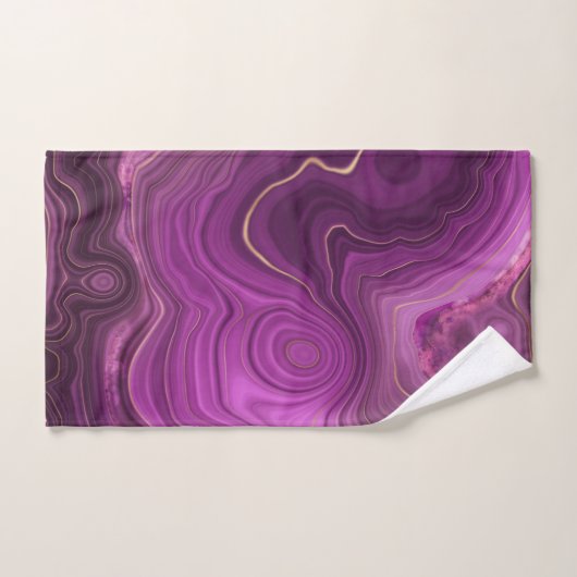 Améthyste Violet Et Agate Abstrait Or (Serviette à main)