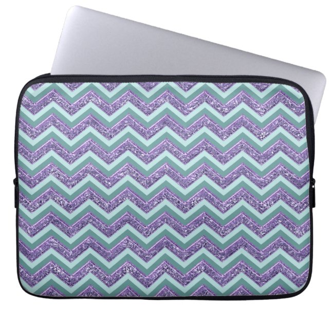 Amethystglas zigzagpatroon laptop sleeve (Voorkant)