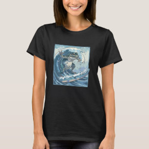 Amfibische Surfer Japanse Wave Art Surfkikker T-shirt