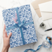 Amhaloden Blue Floral Wrapping Paper