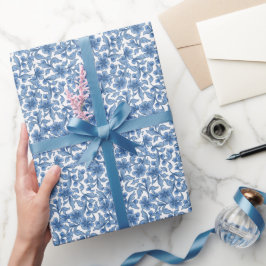 Amhaloden Blue Floral Wrapping Paper Cadeaupapier