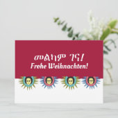 Amharic en German Kerstmis Wish Feestdagenkaart (Staand voorkant)
