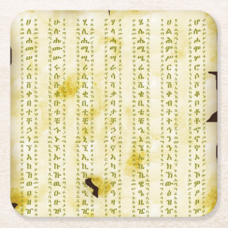 Amharische Fidel op antiek perkament Vierkante Kartonnen Onderzetter