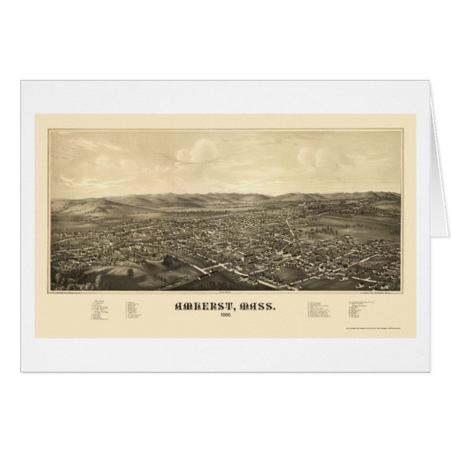 Amherst, carte panoramique de mA - 1886 (Devant horizontal)