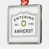Amherst, MA Holiday Wreath Metal Ornament (Links)