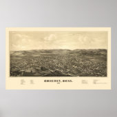 Amherst, MA Panoramic Map - 1886 Poster (Voorkant)
