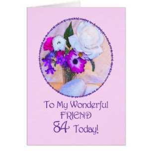 Ami, 84ème anniversaire avec des fleurs peintes.