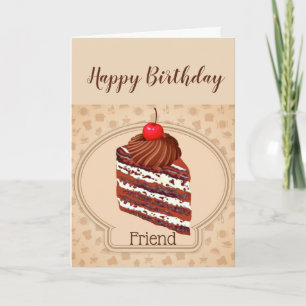 Ami au gâteau au chocolat amusant Carte d'annivers