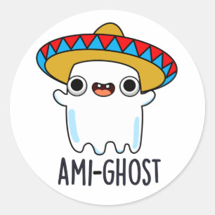 Ami-ghost Grappige Halloween Mexicaanse Spook Pun Ronde Sticker