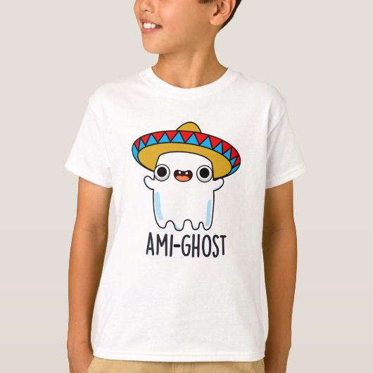 Ami-ghost Grappige Mexicaanse Ghost Pun Dark BG T-shirt (Voorkant)
