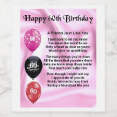 Ami Poem Étiquette bouteille de vin - 60e annivers (Étiquettes simples)