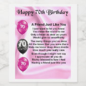 Ami Poem Étiquette bouteille de vin - 70e annivers (Étiquettes simples)