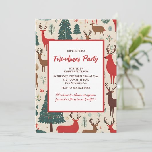Amical Invitations Cute Whimssar Deer tree (Debout devant)