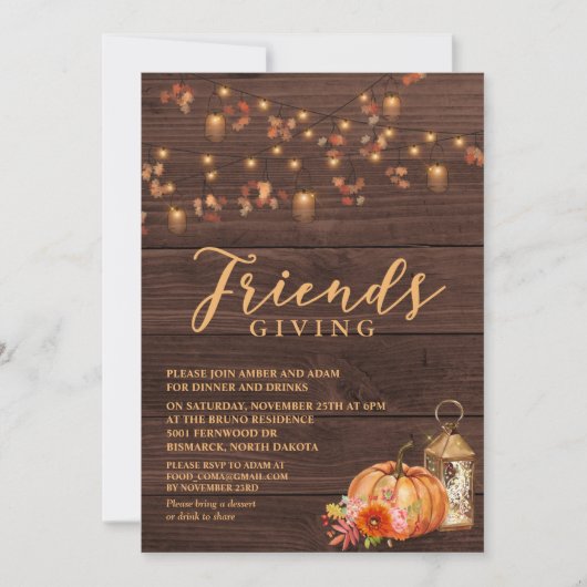 Amical Thanksgiving Holiday Invitation (Devant)