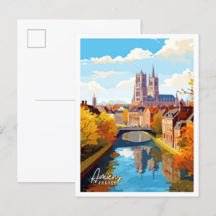 Amiens France Art vintage reisillustratie Briefkaart