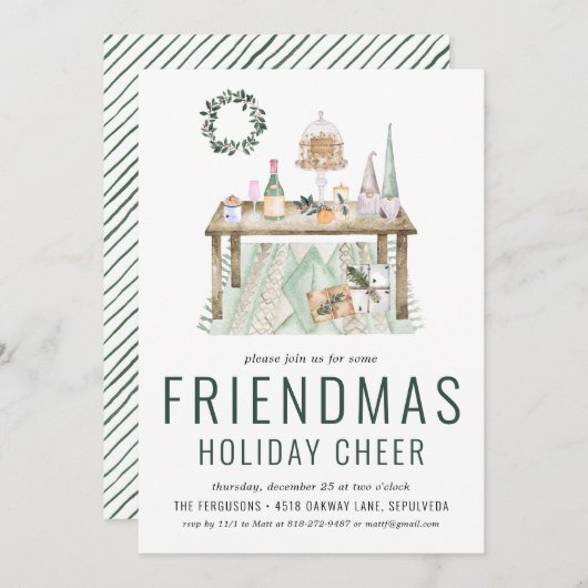 Amies Noël Fête de Noël Invitation (Devant / Derrière)