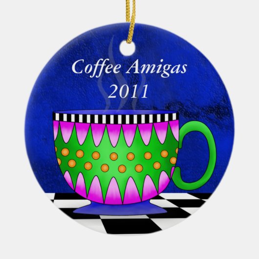 Amigas Tuscan Coffee Cup Keramisch Ornament (Voorkant)