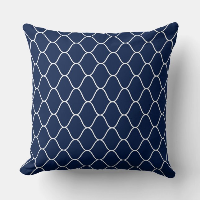 Amime Pattern - White on Dk Indigo Blue 001744 Kussen (Voorkant)
