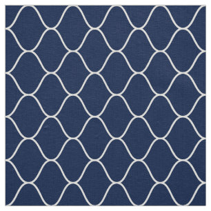 Amime Pattern - White on Dk Indigo Blue 001744 Stof