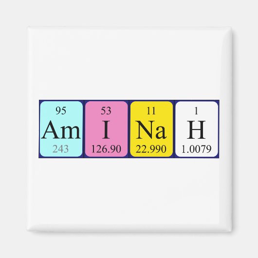 Aminah periodiek table name magnet magneet (Voorkant)