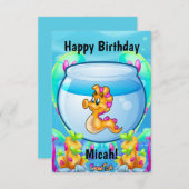 AmiPoisson caricature poisson mignon carte d'anniv (Devant / Derrière)