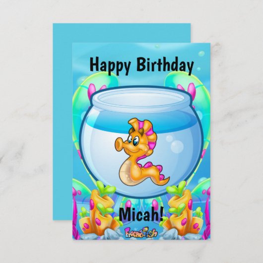 AmiPoisson caricature poisson mignon carte d'anniv (Devant / Derrière)