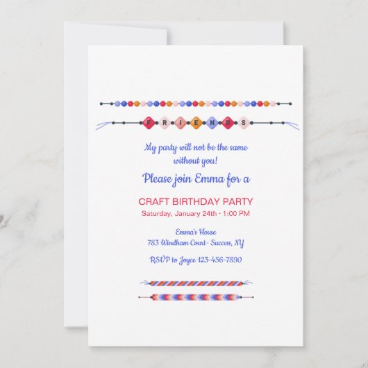 Amis Bracelets Invitation de fête d'anniversaire (Devant)