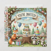 AMIS DE LA FORÊT INVITATION D'ANNIVERSAIRE (Devant / Derrière)