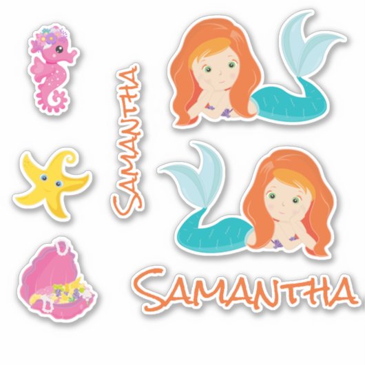 Amis de la mer orange de sirène Sticker (Devant)