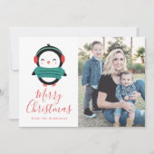 Amis d'hiver | Carte photo de vacances Penguin (Devant)