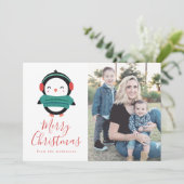 Amis d'hiver | Carte photo de vacances Penguin (Debout devant)