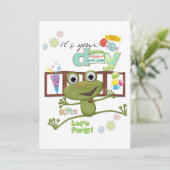 Amis Famille Grenouille Bonne Invitation Anniversa (Debout devant)