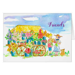 Amis Femmes Bouquet Fleur Aquarelle
