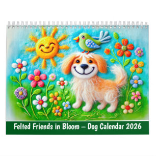 Amis feutrés en fleurs – Calendrier Chiens 2026