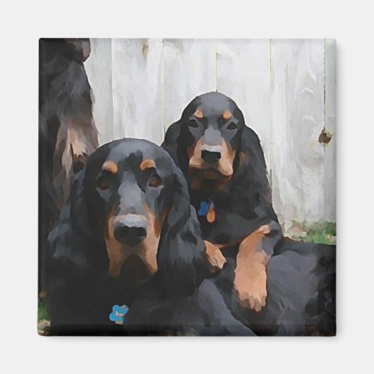 Amis Gordon Setter Peinture sur un aimant (Devant)