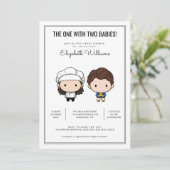 AMIS™ | Invitation Baby shower jumeaux (Debout devant)