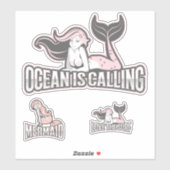 Amis Mermaid Pink Sea Sticker (Feuille)