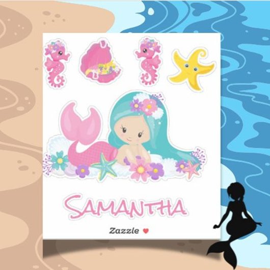 Amis Mermaid Pink Sea Sticker