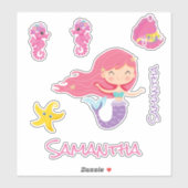 Amis Mermaid Pink Sea Sticker (Feuille)