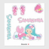 Amis Mermaid Pink Sea Sticker (Feuille)