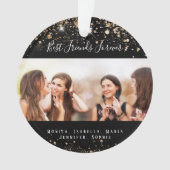 Amis pour toujours noir or parties scintillant nom (devant)