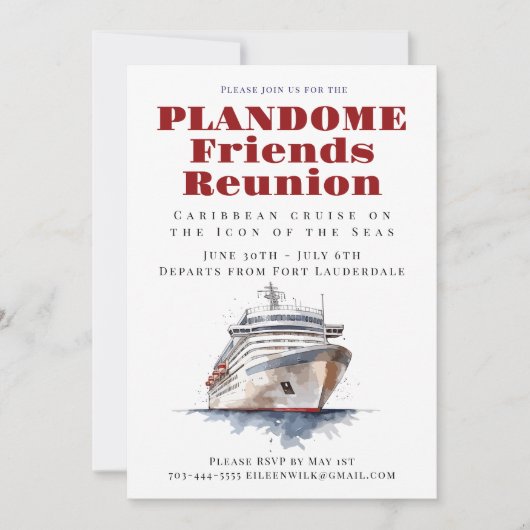 Amis Réunion Croisière Vacances Invitation (Devant)