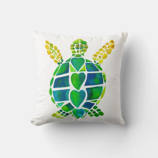Amis tortue de bord de la mer et coussin (Recto)